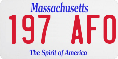MA license plate 197AF0
