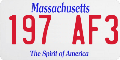 MA license plate 197AF3