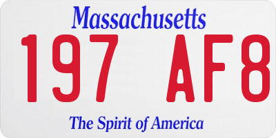 MA license plate 197AF8