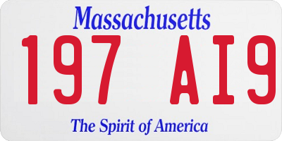 MA license plate 197AI9