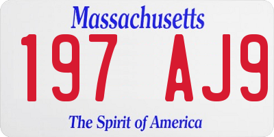 MA license plate 197AJ9