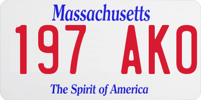 MA license plate 197AK0
