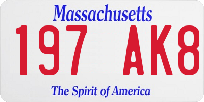 MA license plate 197AK8