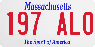 MA license plate 197AL0