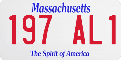 MA license plate 197AL1
