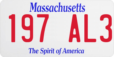 MA license plate 197AL3