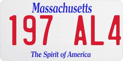 MA license plate 197AL4