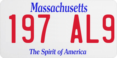 MA license plate 197AL9
