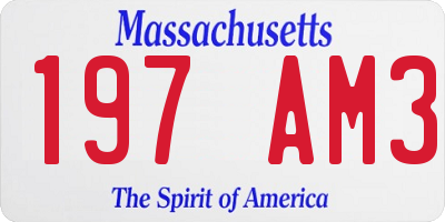 MA license plate 197AM3