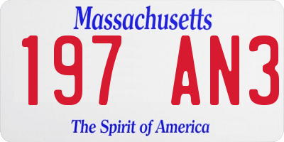 MA license plate 197AN3