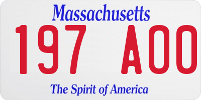 MA license plate 197AO0