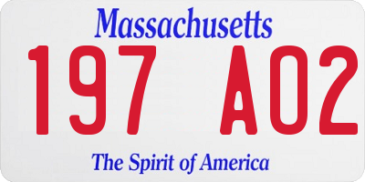 MA license plate 197AO2