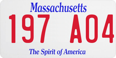 MA license plate 197AO4