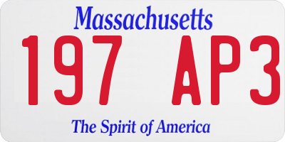 MA license plate 197AP3