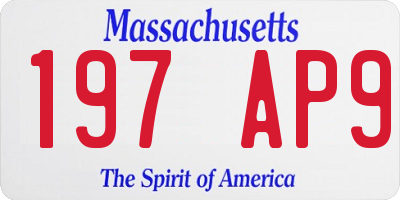 MA license plate 197AP9