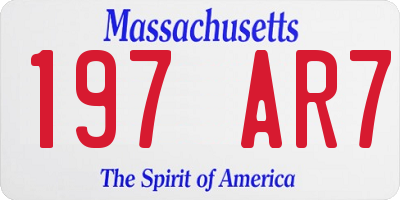MA license plate 197AR7