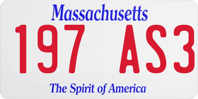 MA license plate 197AS3