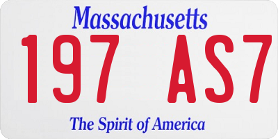 MA license plate 197AS7