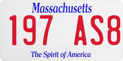MA license plate 197AS8