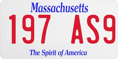 MA license plate 197AS9