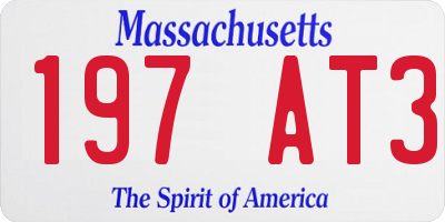 MA license plate 197AT3