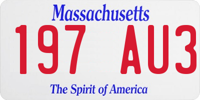 MA license plate 197AU3
