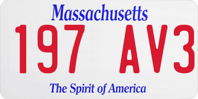 MA license plate 197AV3