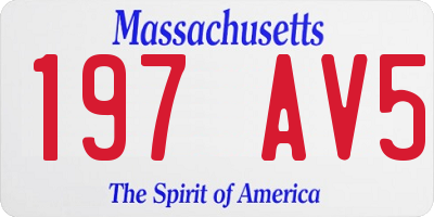 MA license plate 197AV5