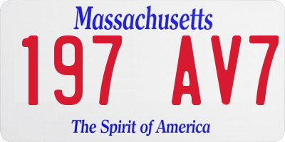MA license plate 197AV7