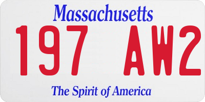 MA license plate 197AW2