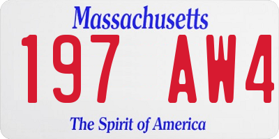 MA license plate 197AW4