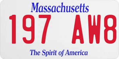 MA license plate 197AW8