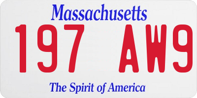 MA license plate 197AW9