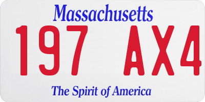 MA license plate 197AX4