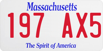 MA license plate 197AX5