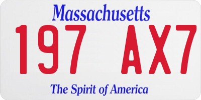 MA license plate 197AX7