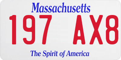 MA license plate 197AX8