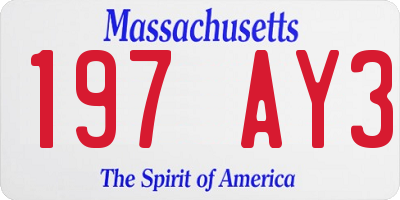 MA license plate 197AY3