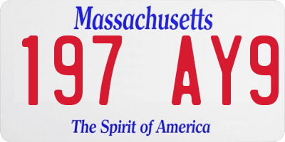 MA license plate 197AY9