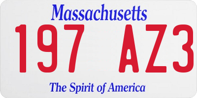 MA license plate 197AZ3