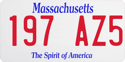 MA license plate 197AZ5