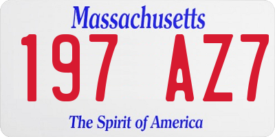 MA license plate 197AZ7