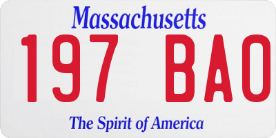 MA license plate 197BA0