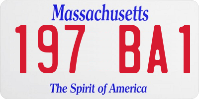 MA license plate 197BA1