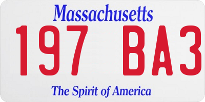 MA license plate 197BA3