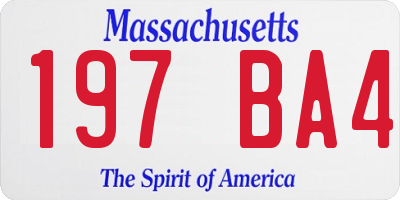 MA license plate 197BA4