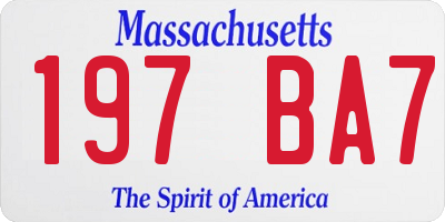MA license plate 197BA7