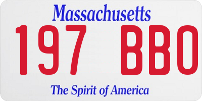 MA license plate 197BB0