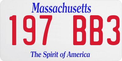 MA license plate 197BB3