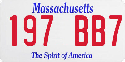 MA license plate 197BB7